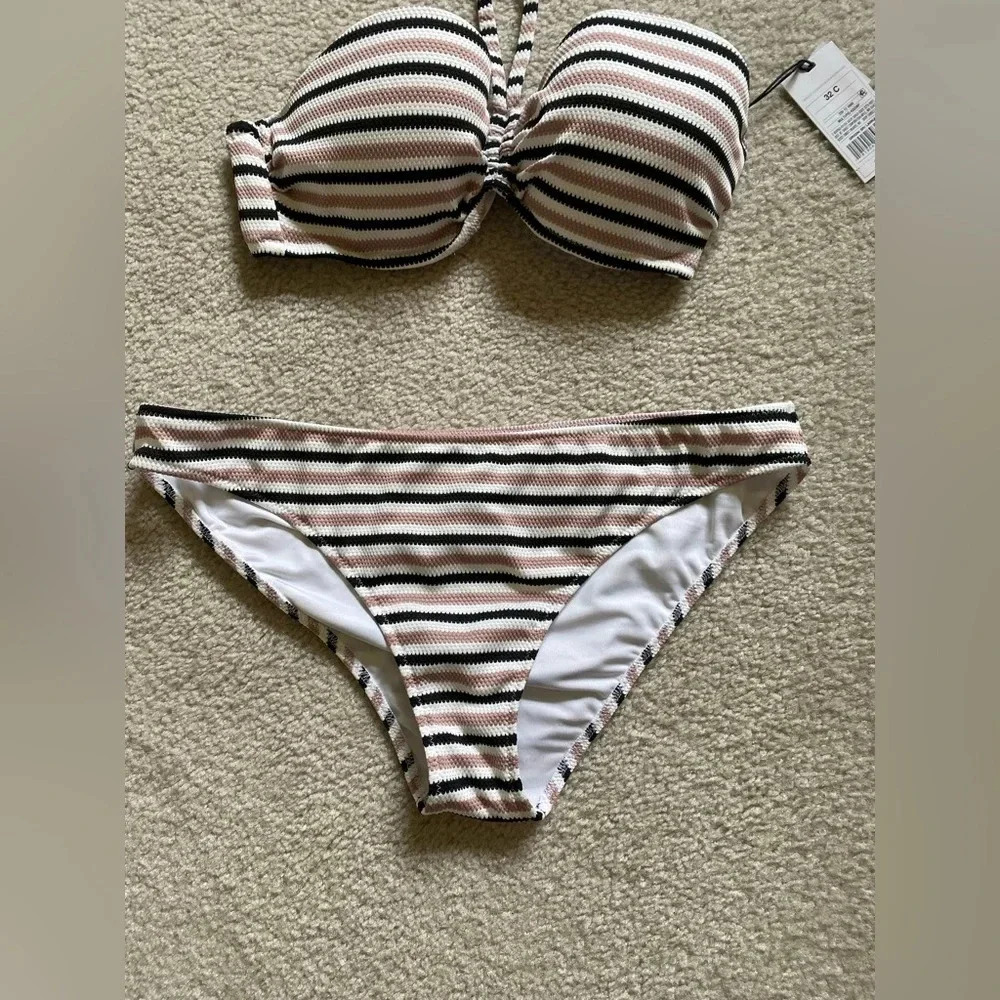 Striped bikini top size 32c bottoms med - Picture 1 of 7